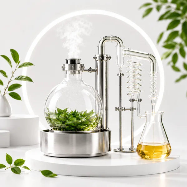Steam distillation process for extracting pure essential oils from plant material